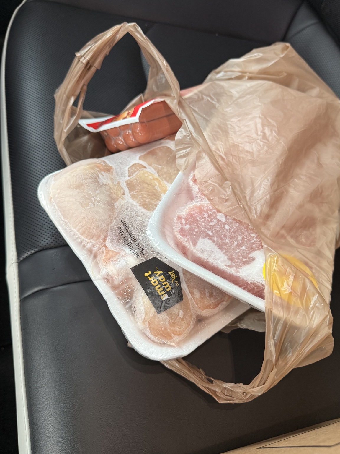 Packaged meat set aside for delivery